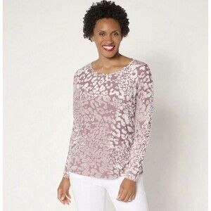 Women with Control Burnout Knit Long Sleeve Top Size XXS Zinfandel
